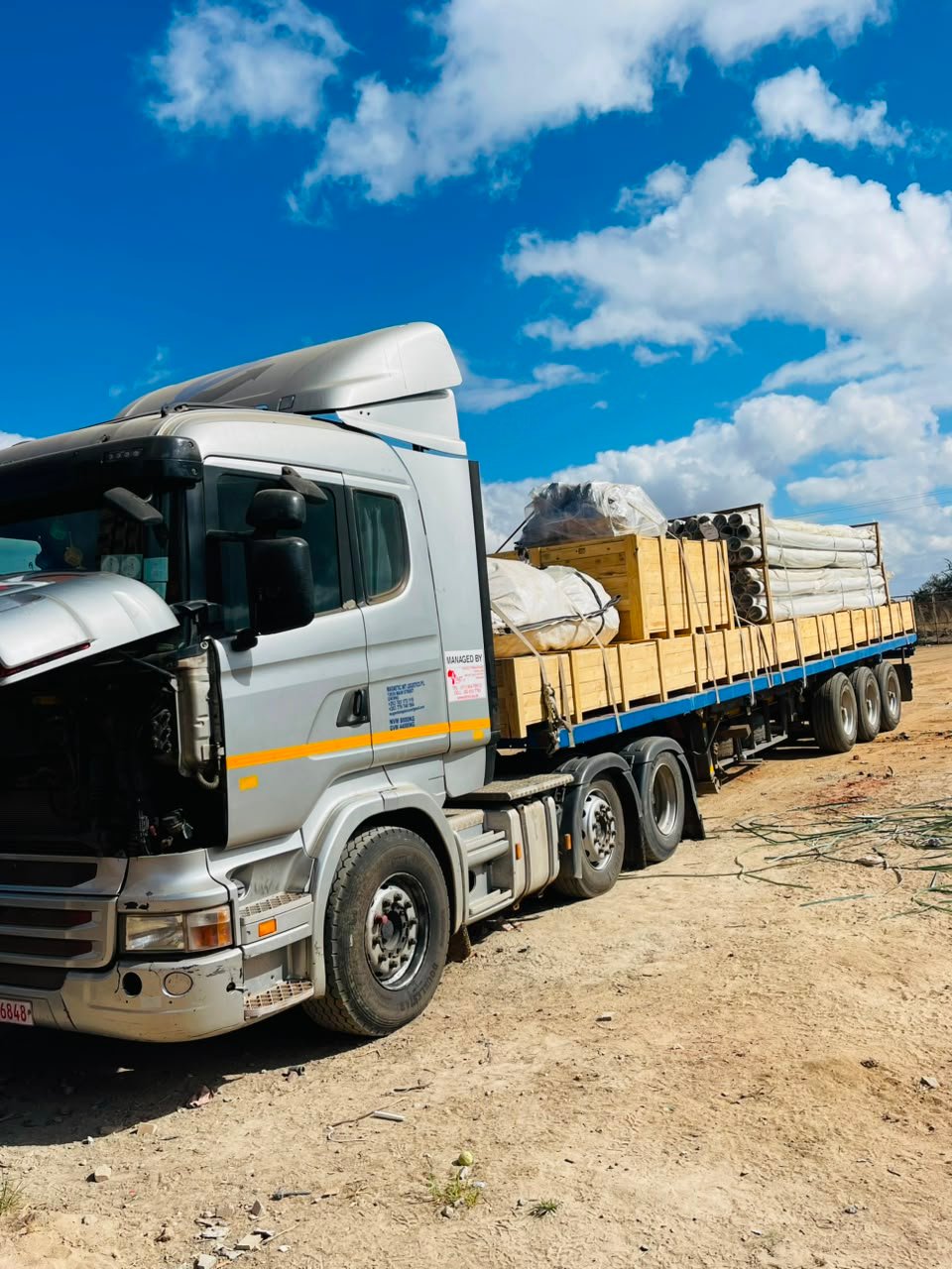 Industrial cargo being transported on a heavy-duty truck